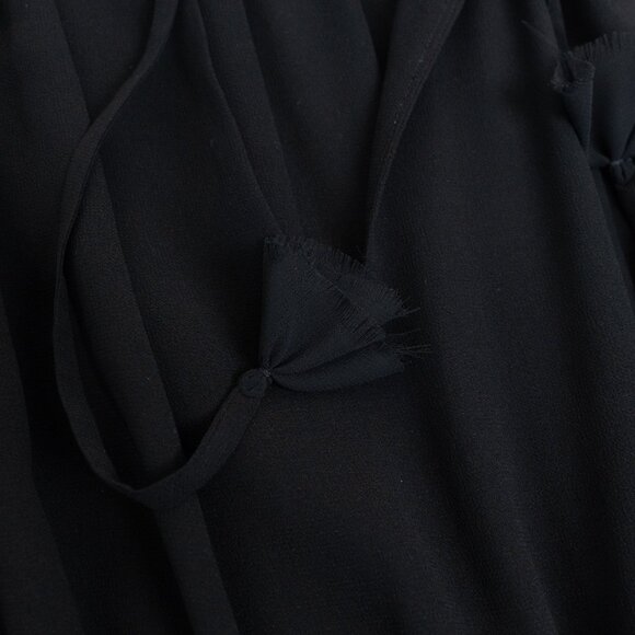 MISA Los Angeles Black Sleeveless Tassel Hem Midi Dress Medium Boho Chic - Picture 7 of 14